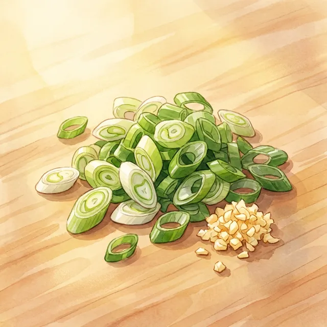 Scallion greens + a little minced garlic
