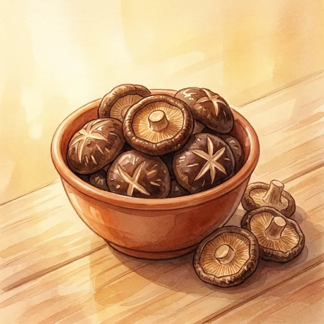 Rehydrated shiitake mushrooms