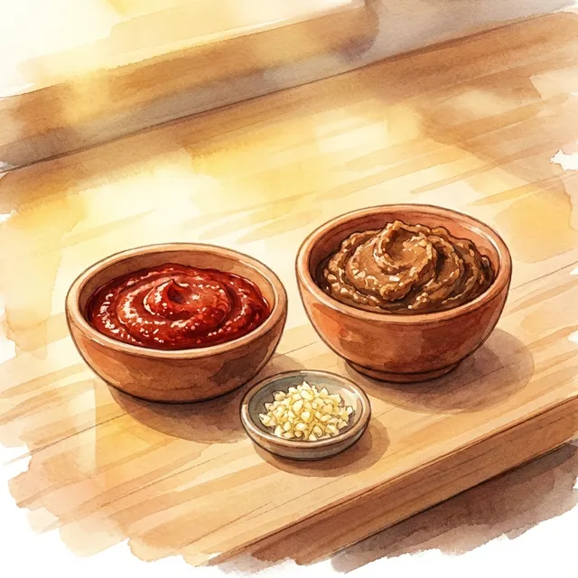 Gochujang + doenjang (or miso) + garlic + sesame oil